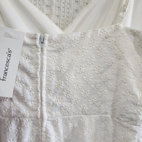 Francesca's Jun & Ivy White Textured Qwinn Eyelet Mini Dress Women's Size Medium - Picture 6 of 16